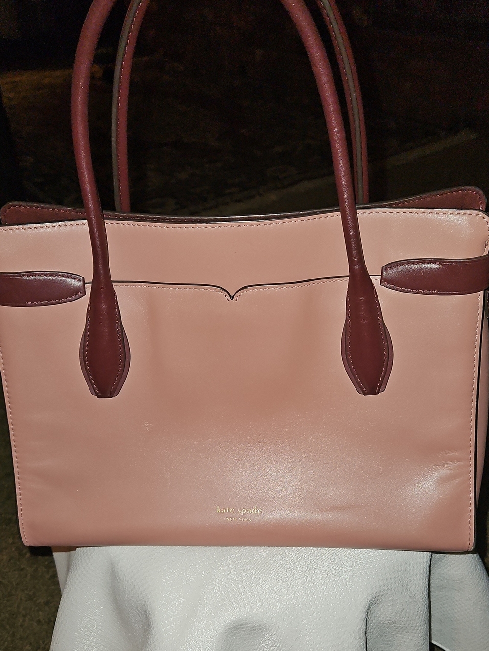 Kate Spade Toujours Large Leather Satchel Pink & Mauve Handbag  Or Crossbody - Picture 11 of 12